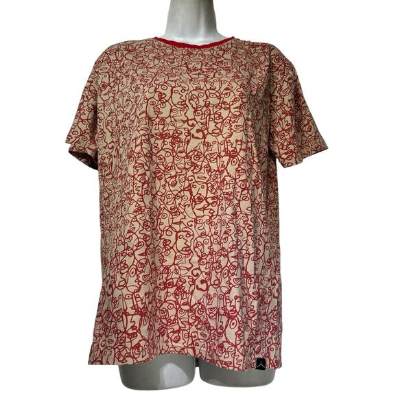 Colgador de Madera Peru Abstract Face Print Graphic Tee Shirt Cotton Size S - Picture 1 of 3